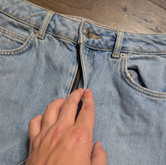 Topshop Moto High Waist Front Slit Light Blue‎ Jean Skirt Size 4 - Picture 4 of 9